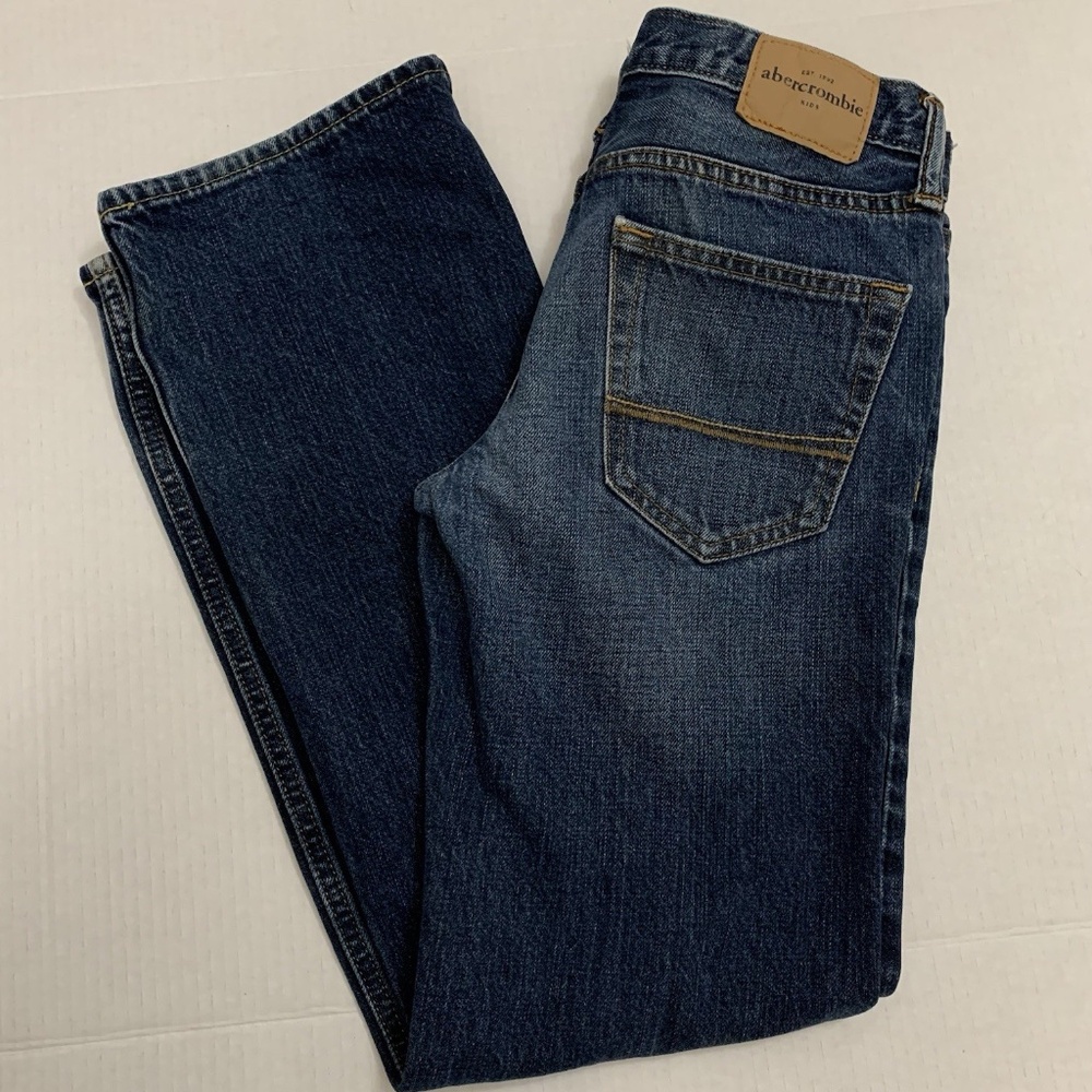 Abercrombie Jeans kids 16 28x29 Blue Dark Wash button Fly straight